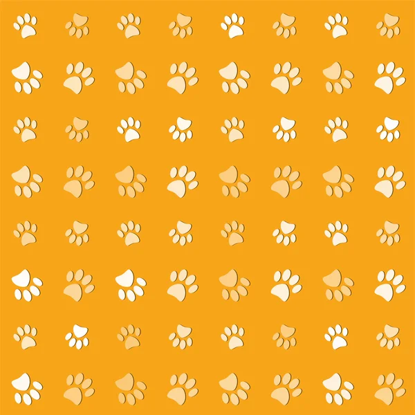 Illustration animals paws print on a yelow background