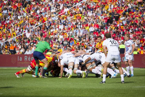 Rugby scrum action