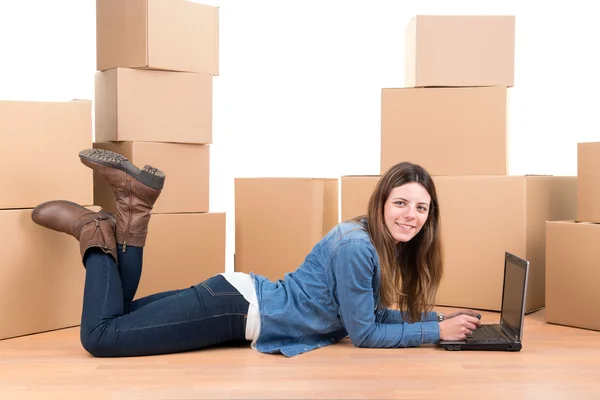 Girl with boxes