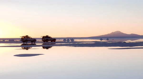 The car on the salt lake