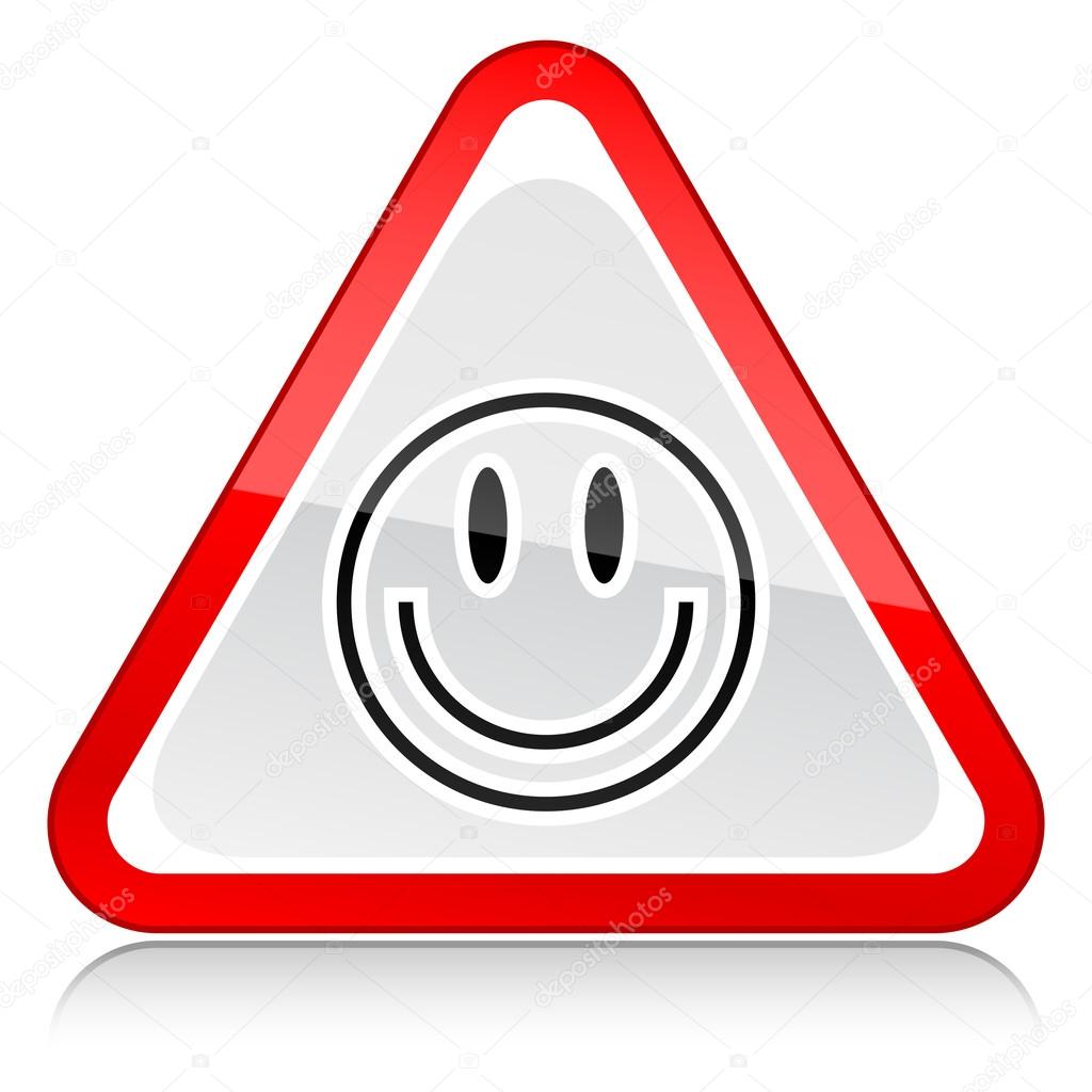 Panneau d'avertissement rouge attention avec symbole de visage de ...