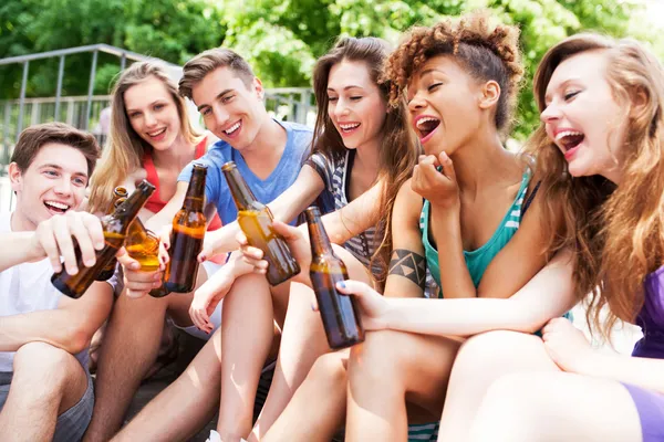 Group of friends drinking beer