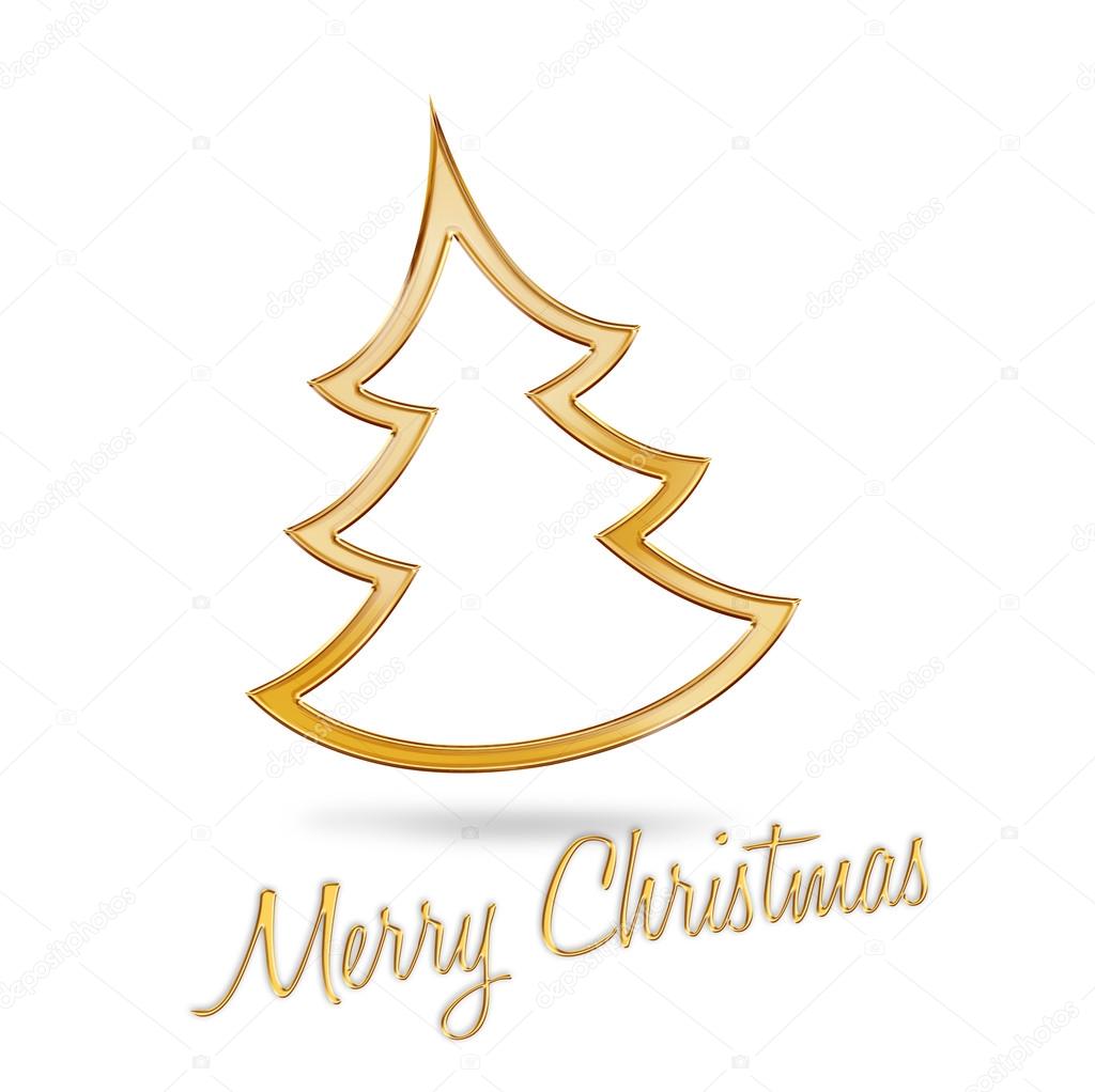 Árvore de Natal dourada sobre fundo branco — Fotografias de Stock