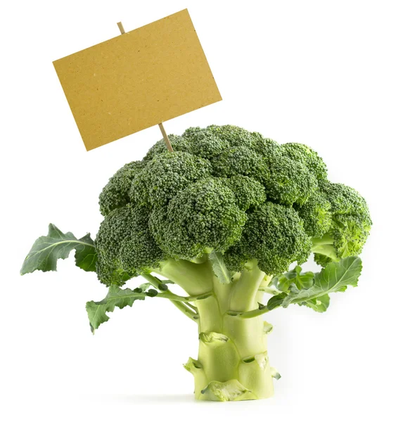 Broccoli with a blank placard