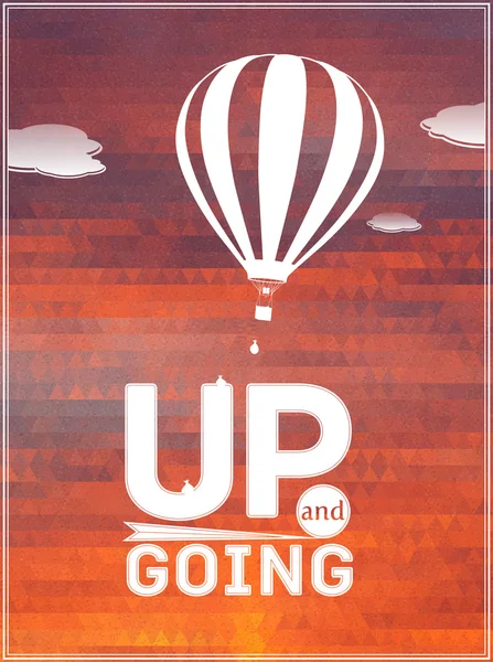 Hot air balloon in the sky: typographic poster