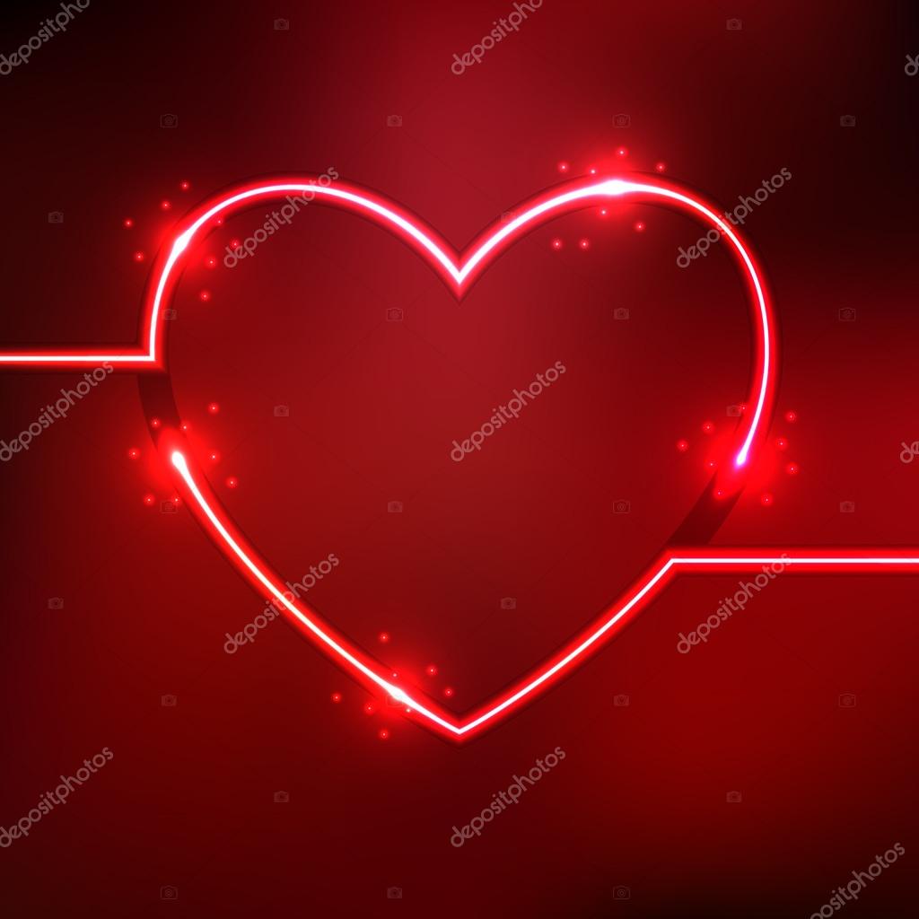 Abstracte achtergrond met hart neon lijnen van een shape ... Levendige achtergrond rode