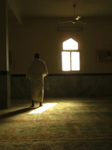A muslim prays in one of the mosques in Saudi Arabia.