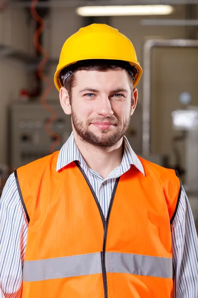 Engineer standing in production area