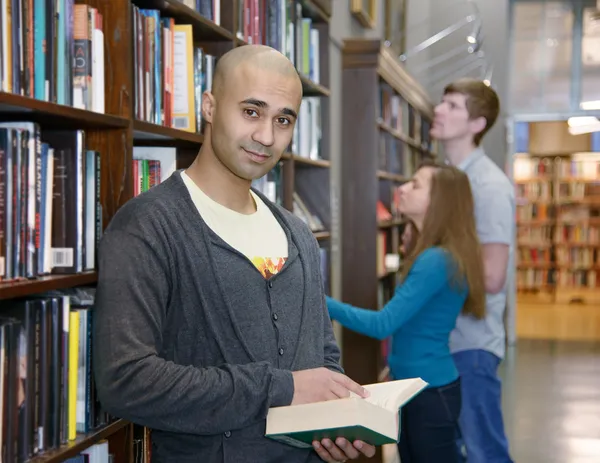 International students in a library