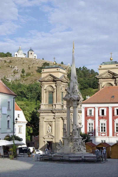 Mikulov, the historic square with baroque Holy Trinity column