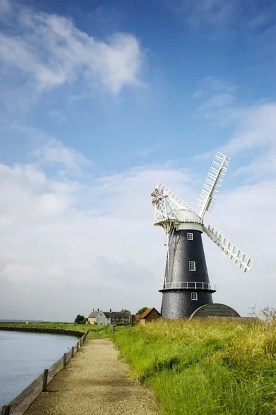 Norfolk Broads black and white windmill landscape — Stock Photo #26088991