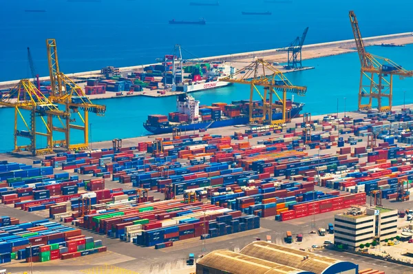 BARCELONA, SPAIN - JUNE 10, 2014: View on the container port fro