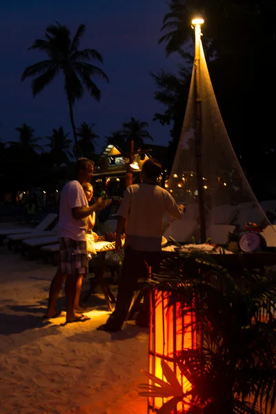Night outdoor restaurant by the sea