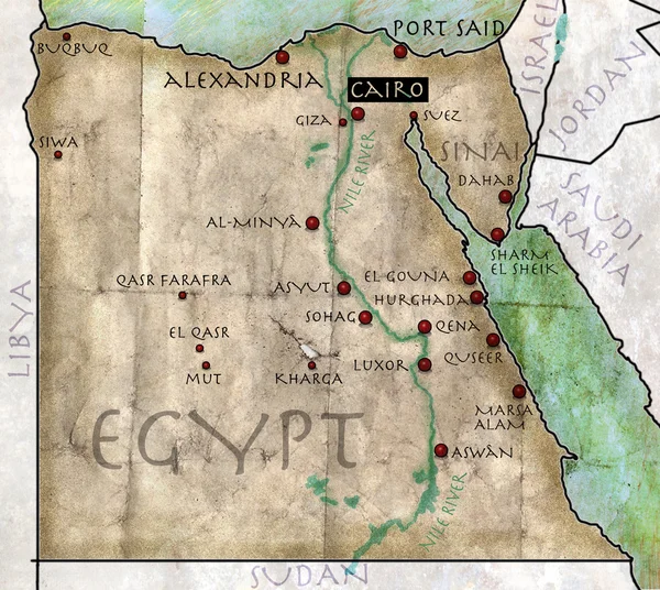 Map of Egypt, antique effect, parchment