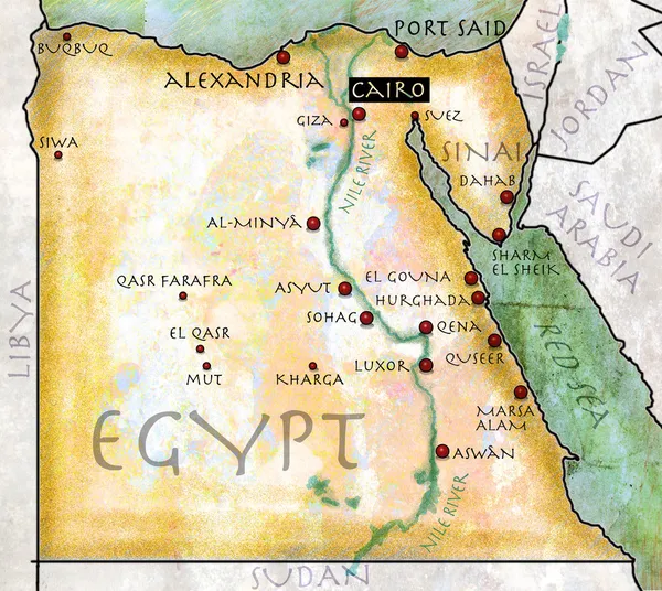 Map of Egypt, antique effect, parchment