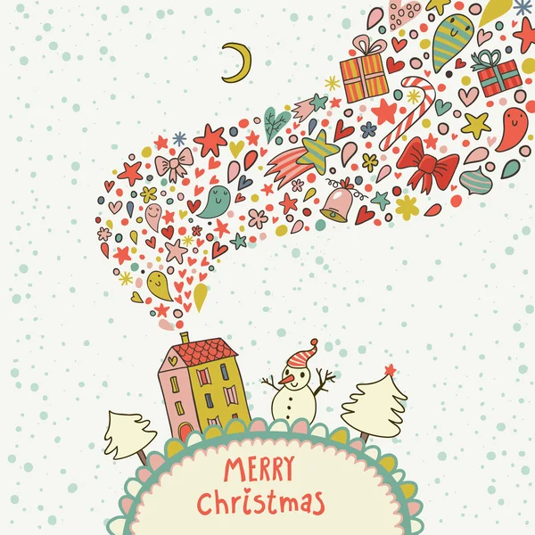 Holiday concept idea. Cute cartoon Christmas background in vector
