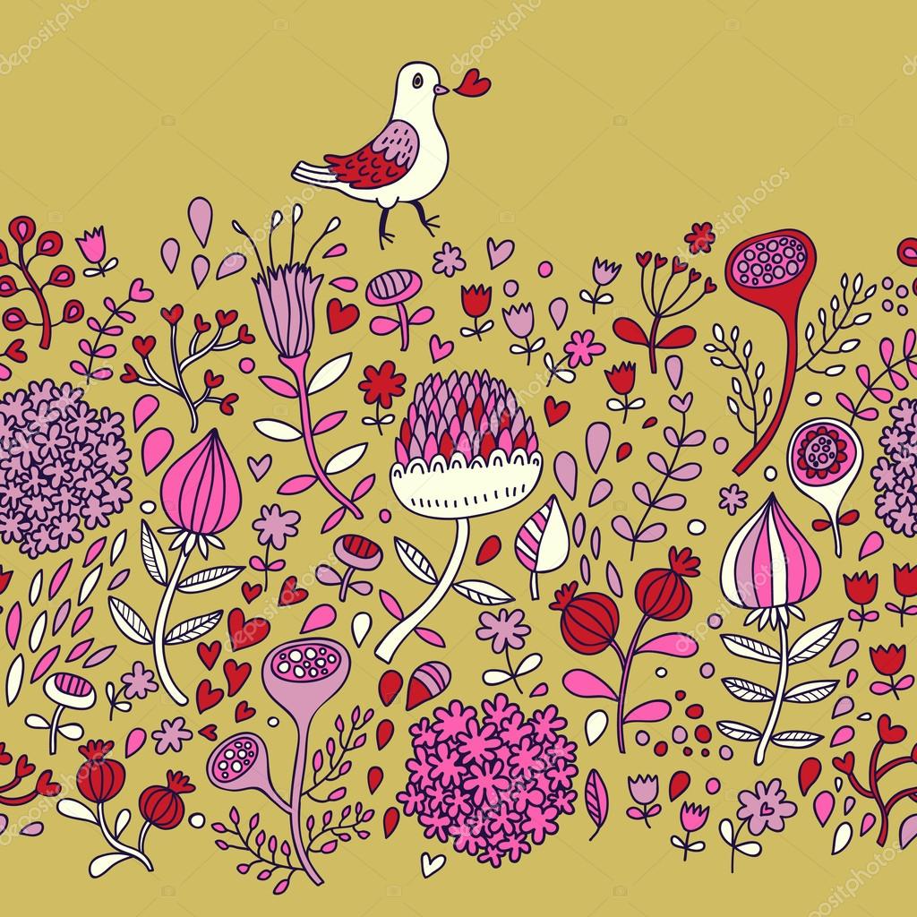 Vintage floral seamless pattern in bright colors. Retro floral ...