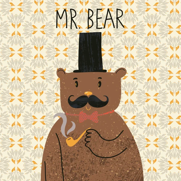 Mr Bear Cute Cartoon Bear In Classical Style With Top Hat