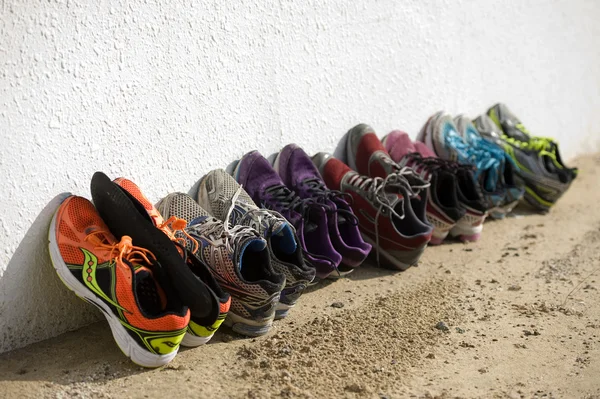 Row of running shoes