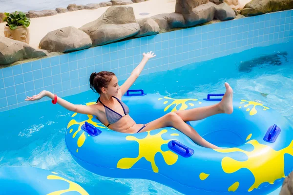 Girl in on double  inflatable ring