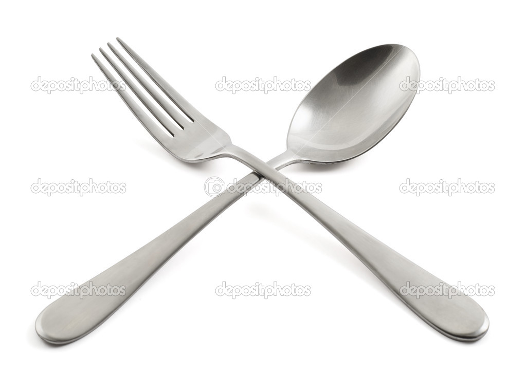 Crossed fork and spoon composition — Stock Photo © exopixel 38294629