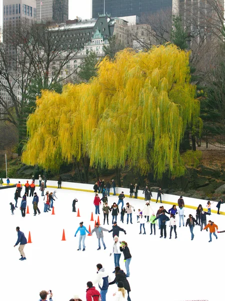 NEW YORK - DECEMBER 3: Ice skaters having fun in Central Park, a