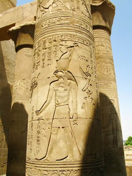 Temple of Kom Ombo, Egypt: column with relief of Horus, the anci