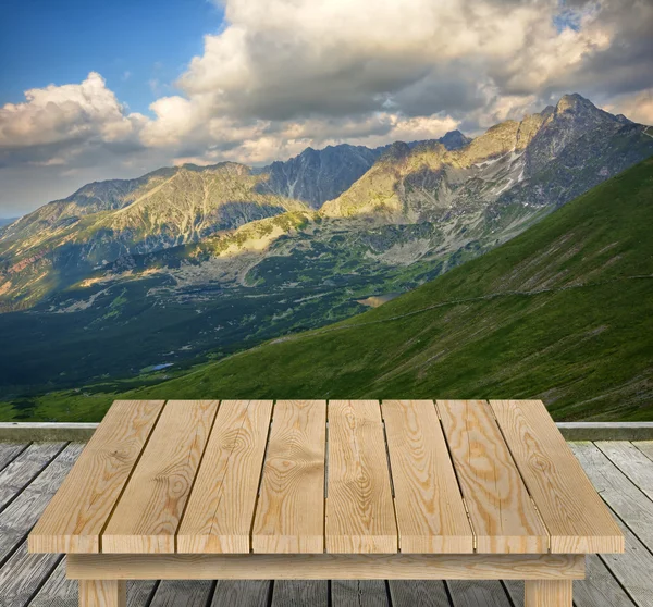 Tabletop with mountain view