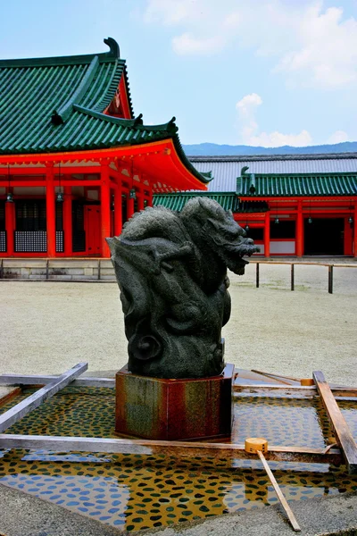 Japan's historical and cultural heritage (Kyoto) Heian Jingu shrine before entering the net pool of three