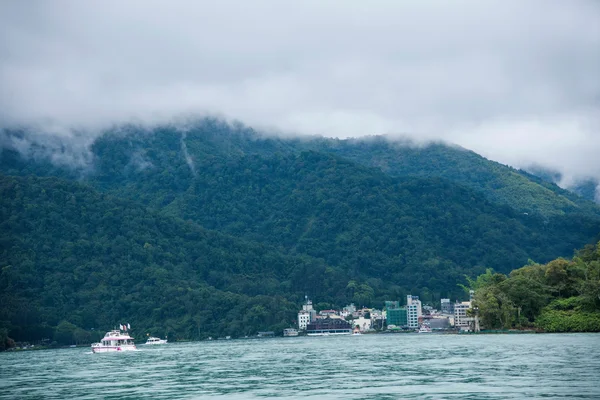 Sun Moon Lake in Nantou County, Taiwan on from the shuttle passenger yacht