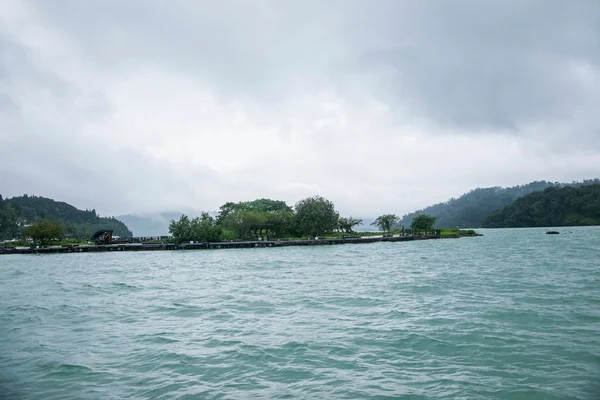 Sun Moon Lake in Nantou County, Taiwan on from the shuttle passenger yacht