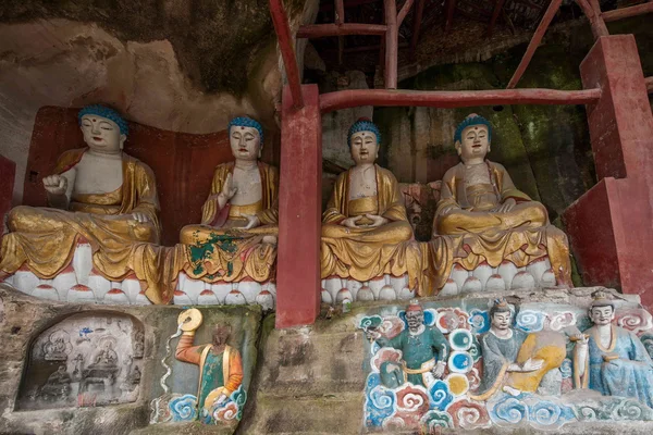 Anyue County, Sichuan Province in the Northern Song Dynasty Peacock cave temple created three Buddha Cave, Cave Buddha Guanyin Sutra niches