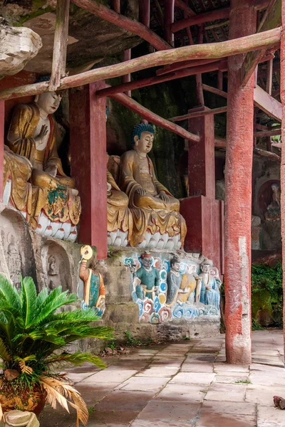 Anyue County, Sichuan Province in the Northern Song Dynasty Peacock cave temple created three Buddha Cave, Cave Buddha Guanyin Sutra niches