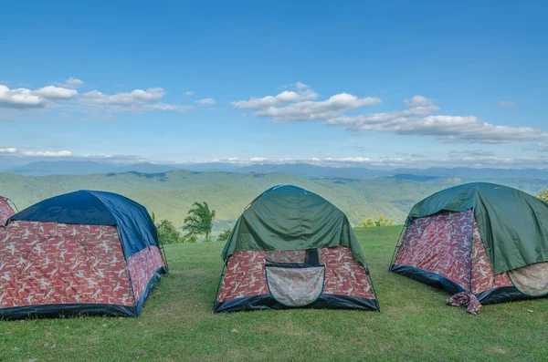 Row of tent on hill