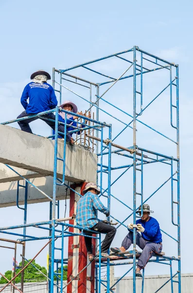 Operation of bridge construction workers