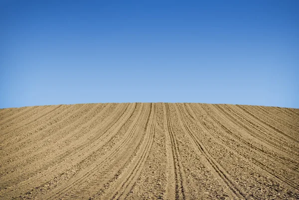 Plowed land on the field during agricultural work