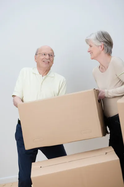 Senior couple moving house
