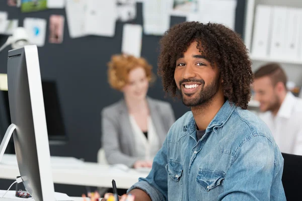 Happy modern African American businessman