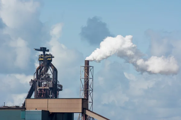 Steel mill overview with canal