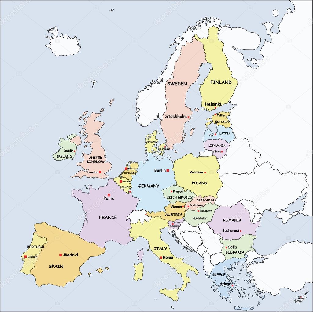 Polityczna mapa Europy — Wektor stockowy #51647679