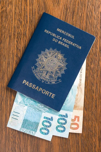 Brazilian Passport with real bills