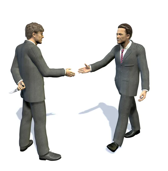 Two men going to shake their hands