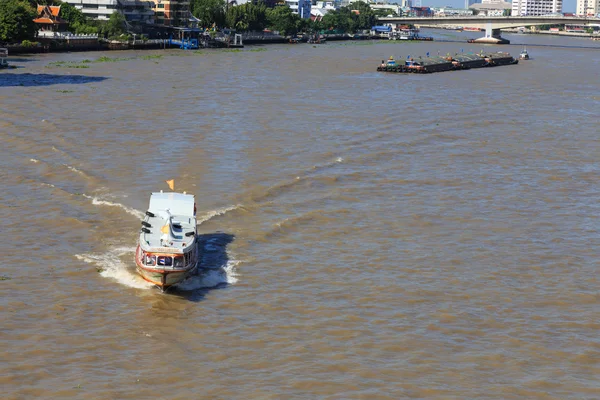Boat inside chaopraya river bangkok city thailand