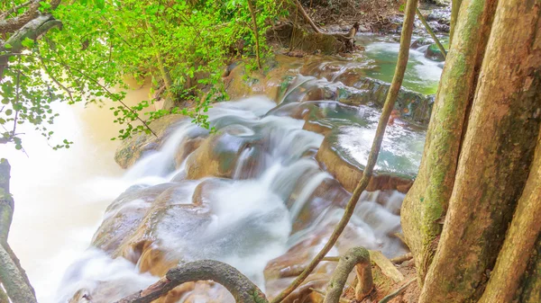 Top view hot waterfall  at province south krabi thailand