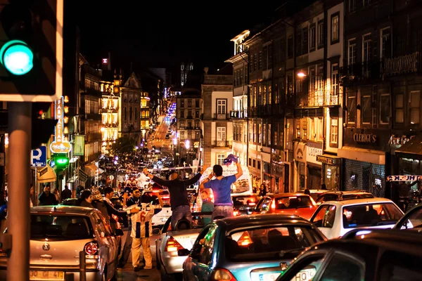 PORTO, PORTUGAL - April, 4: Portugal fans on the main streets join to celebrate the club winning on April 4, 2011 in Porto, Portugal.