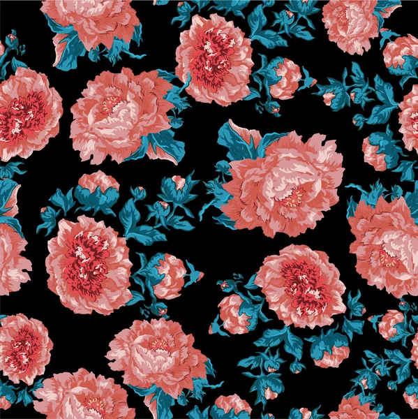 Seamless peony wallpaper pattern. Vector background