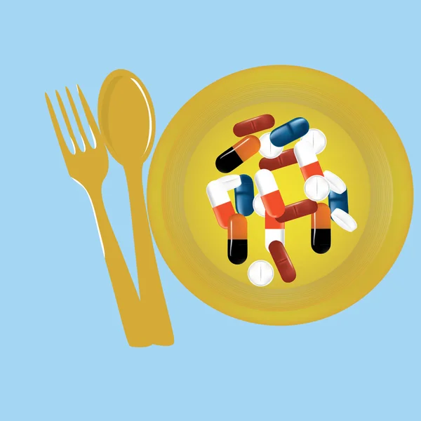 Tablets pills on the plate