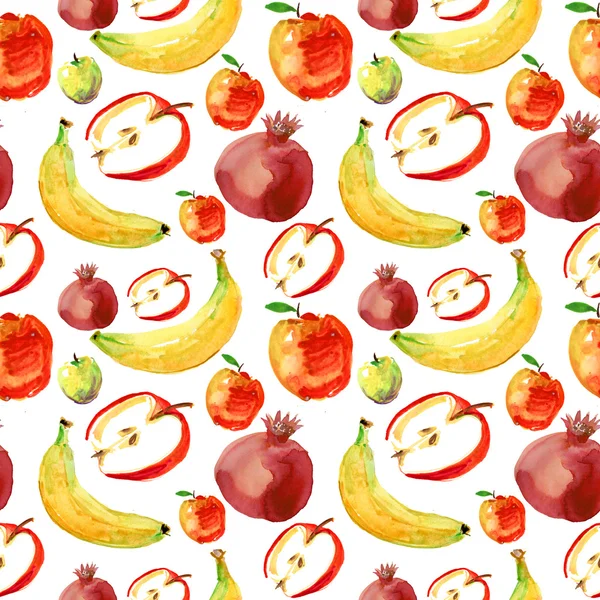 Seamless pattern of red and yellow fruits and berries