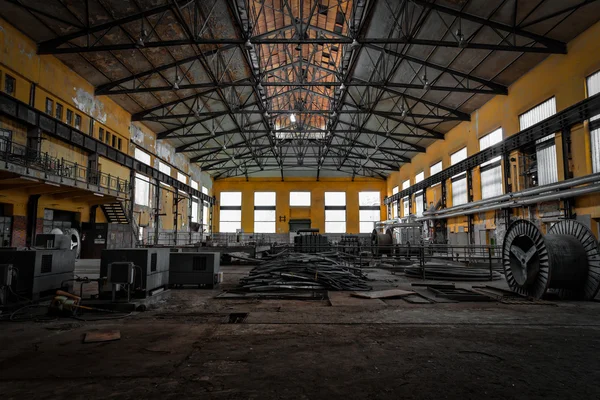 Old desolate metallurgical firm inside space