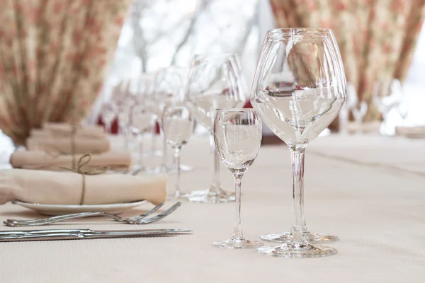 Interior of the cafe in the style of Provence. table setting